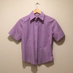 Purple Petite Talbots button front short sleeve shirt